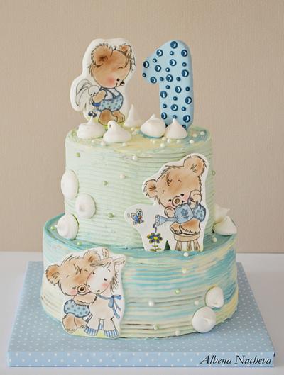 Teddy bears 1st birthday cake - Cake by benyna