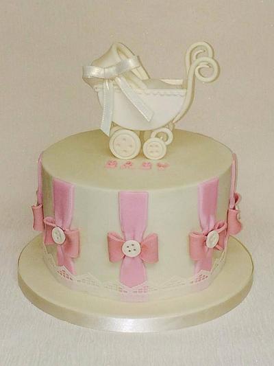 Vintage pink baby shower cake - Cake by Rock and Roses cake co. 