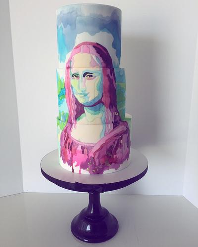 Watercolor Mona Lisa with a touch of gold leaf  - Cake by Christie