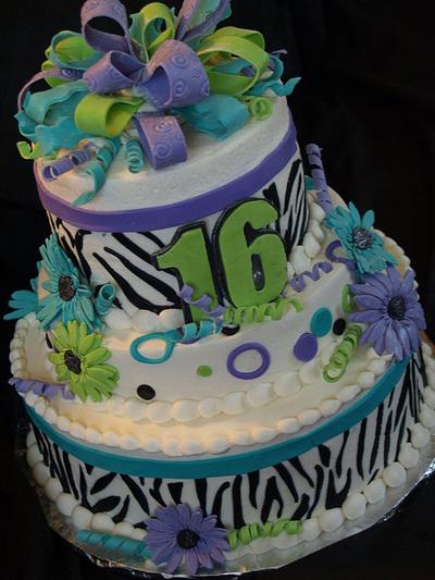 Sweet 16 Zebra print - Cake by BeckysSweets