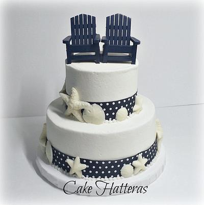 Navy and White Beach Wedding Cake - Cake by Donna Tokazowski- Cake Hatteras, Martinsburg WV