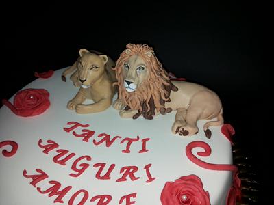 lions between rose - Cake by SugarRain