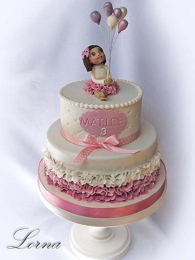 Little girl with balloons.. - Cake by Lorna