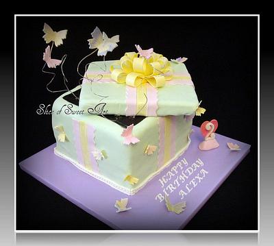 Butterfly Gift Box Birthday - Cake by Slice of Sweet Art