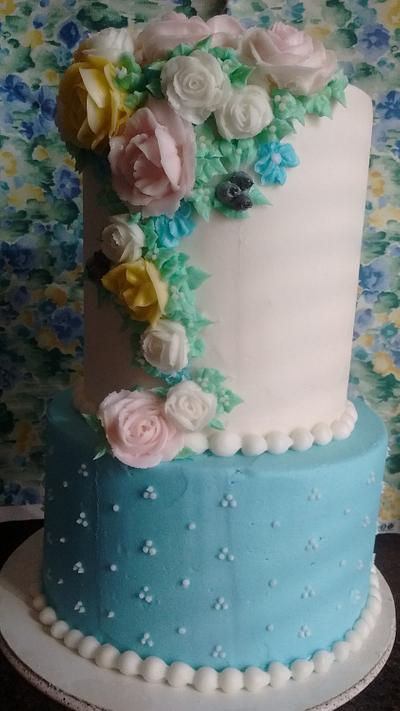 Buttercream Piped Roses - Cake by MADcrumbs
