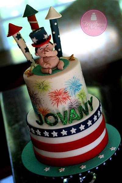 4th of July with Painted Fireworks - Cake by Shawna McGreevy