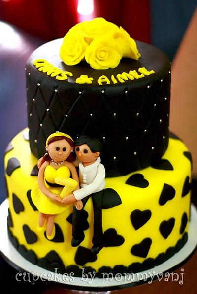 Black and Yellow motif Wedding Anniversary Cake - Cake by Vangie Evangelista