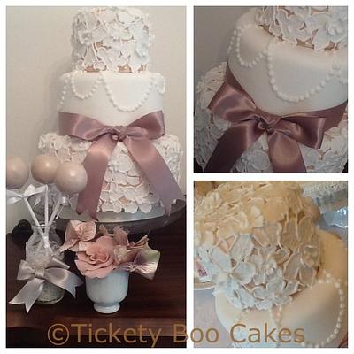 Tickety Boo - vintage lace piped flowers - Cake by Tickety Boo Cakes