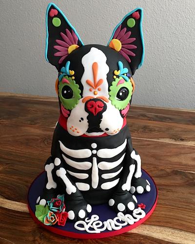 Day of the Dead Boston Terrier  - Cake by Hot Mama's Cakes
