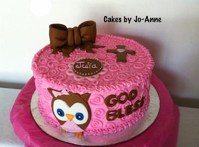 Pink Owl Christening - Cake by Cakes by Jo-Anne