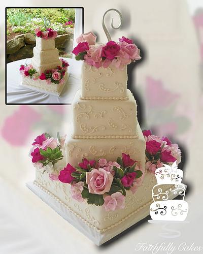 Floral Square Wedding - Cake by FaithfullyCakes