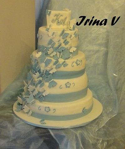 Light Blue Wedding - Cake by Irina Vakhromkina