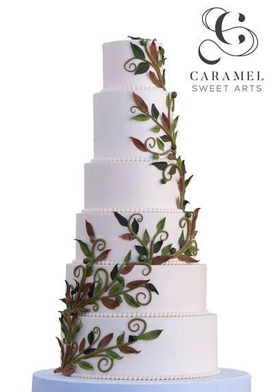 Leaves Wedding Cake - Cake by Caramel Doha
