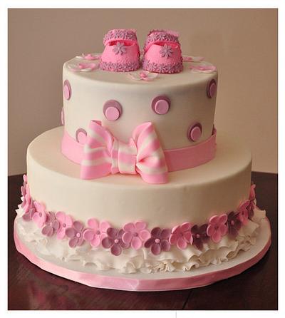 Baby Shower Cake -  Baby Shoe - Cake by Spring Bloom Cakes