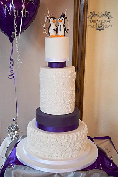 Purple and penguins - Cake by Deb Williams Cakes