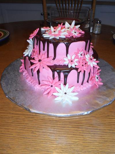 Flowers and Chocolate Ganache  - Cake by Sara's Cake House