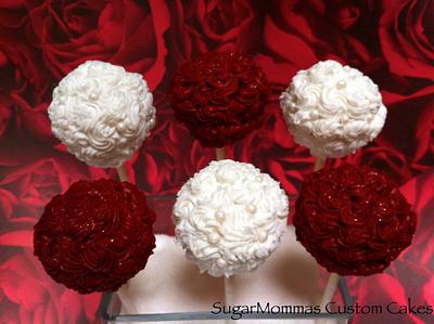 Valentine's Day Rosette Cake Pops - Cake by SugarMommas Custom Cakes