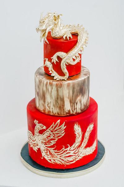 The Dragon & the Phoenix - Cake by Sophie Bifield Cake Company