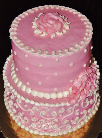 Pink buttercream birthday cake - Cake by Nancys Fancys Cakes & Catering (Nancy Goolsby)