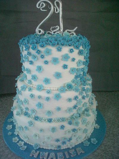 A shower of blue for a 21st - Cake by Willene Clair Venter