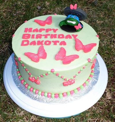 TMNT, Butterflies, and Bows  - Cake by Joyce Nimmo