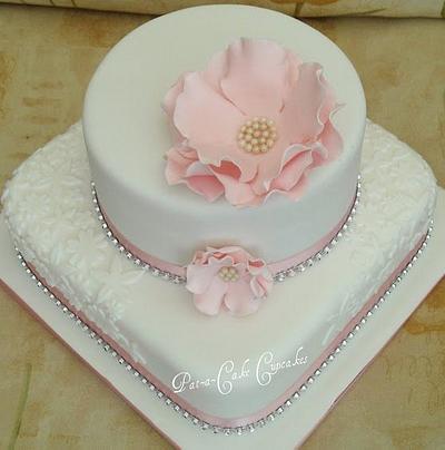 Large Open Rose Wedding Cake - Cake by Pat
