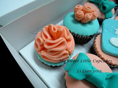 Ruffles and Ribbons - Turquoise and Peachy! - Cake by LiLian Chong