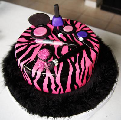 Makeup pink zebra cake - Cake by Sylvia Cake
