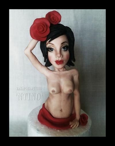 Lady with Red Roses - Cake by Aspasia Stamou