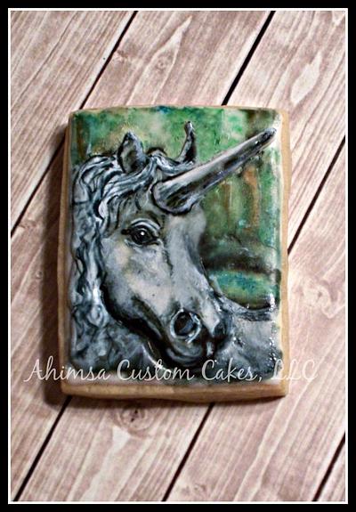 Unicorn cookie ~ hand painted - Cake by Ahimsa