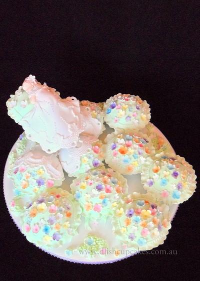 Sleeping baby in blossoms - cupcakes - Christening - Cake by D'lish Cupcakes -Natalie McGrane