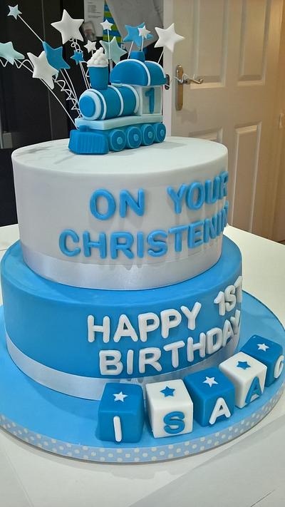 Train Christening/Birthday Cake - Cake by Linze Clark 