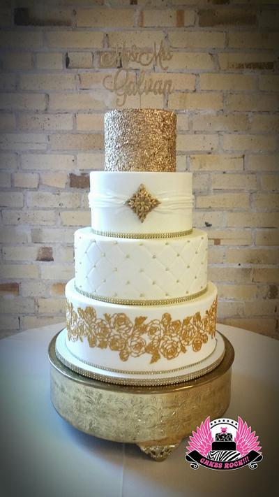 Gold Glitter Wedding - Cake by Cakes ROCK!!!  