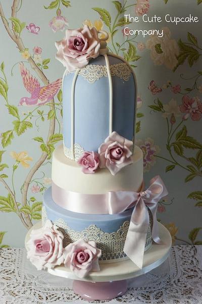 Blue vintage bird cage cake - Cake by Paula