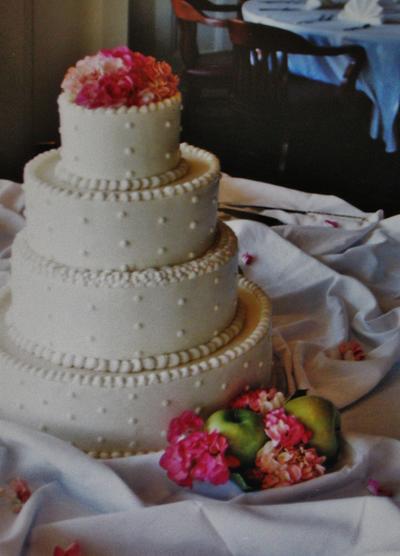Buttercream pink and green wedding cake - Cake by Nancys Fancys Cakes & Catering (Nancy Goolsby)