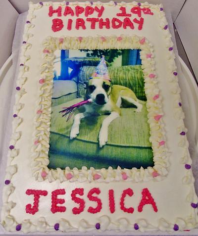 Dog edible image BC cake - Cake by Nancys Fancys Cakes & Catering (Nancy Goolsby)