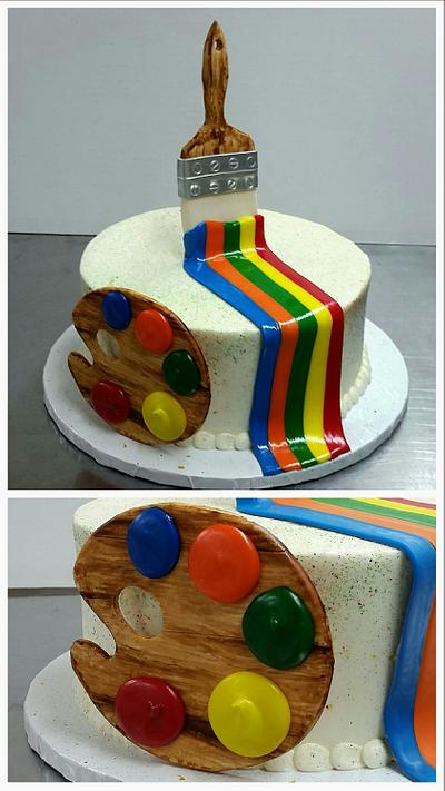 Paint Brush Birthday Cake - Cake by Chefby2
