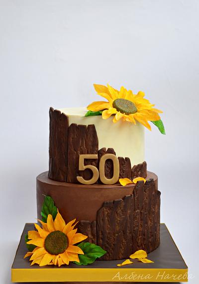Rustic Sunflower cake - Cake by benyna