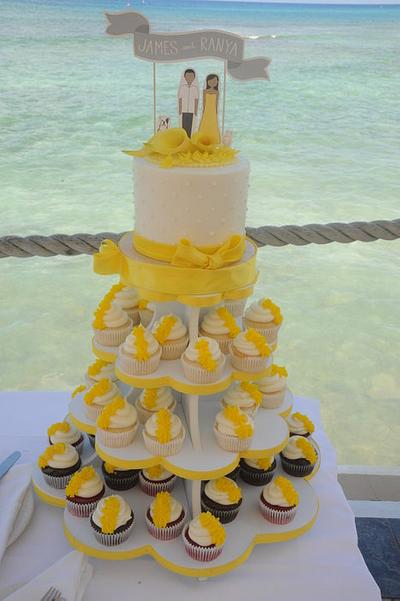 White and Yellow Sea Side with 89 degree Heat and Humidity  - Cake by Sugarpixy