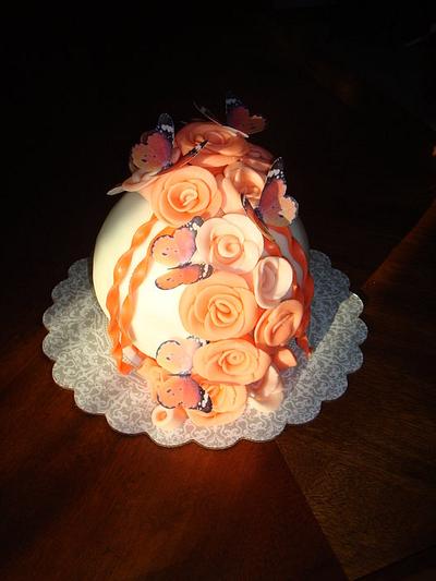 Roses & Butterflies Ball Cake - Cake by naughtyandnicecakes