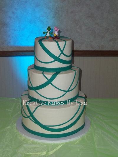 modern ribbon wedding cake - Cake by lschreck06