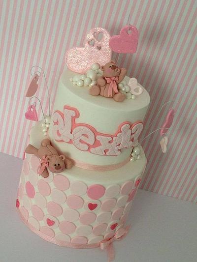 Teddy love Christening cake - Cake by Iced Creations