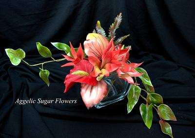 Frangipani bouquet flowers sugar paste - Cake by Aggeliki Manta