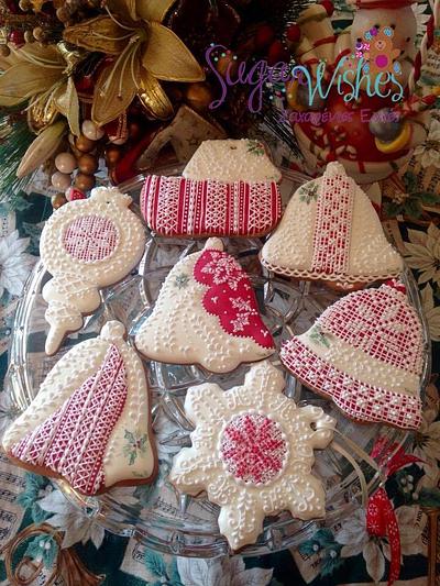Red and White Christmas Cookie and Cookie Ornaments - Cake by Tina Tsourtsoulas