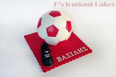 Olympiakos Soccer FootBall Cake - Cake by K's fondant Cakes