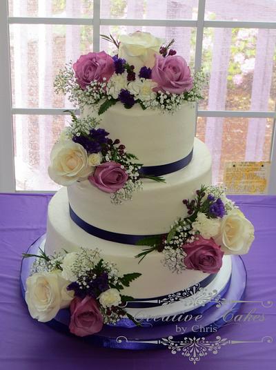 Purple and White Wedding - Cake by Creative Cakes by Chris