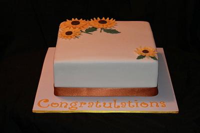 Sunflower Engagement Cake - Cake by KellieJ75