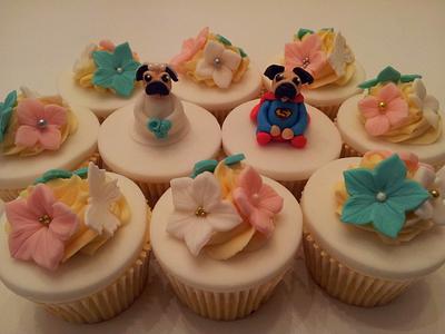 Pug/superman wedding cupcakes - Cake by Sarah Poole