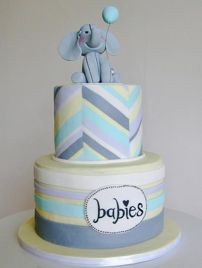 Elephant chevron baby shower cake - Cake by Rebecca Jane Sugar Art