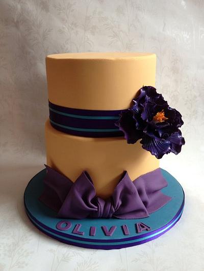 Orange and purple cake with open rose - Cake by Isabelle
